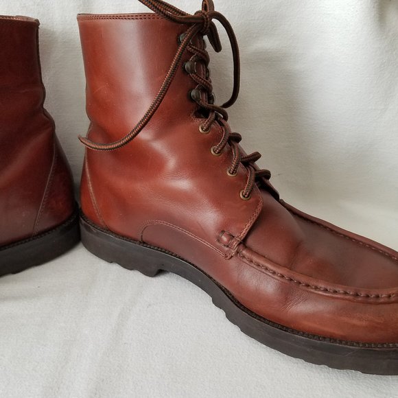 Cole Haan Leather Boots Mens 13 Brown Moc Toe 1145 Lace Up Ankle Vintage - Picture 9 of 13